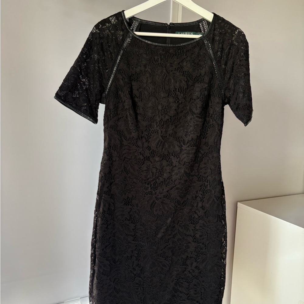 Lauren Ralph Lauren Black Floral Lace Midi Dress